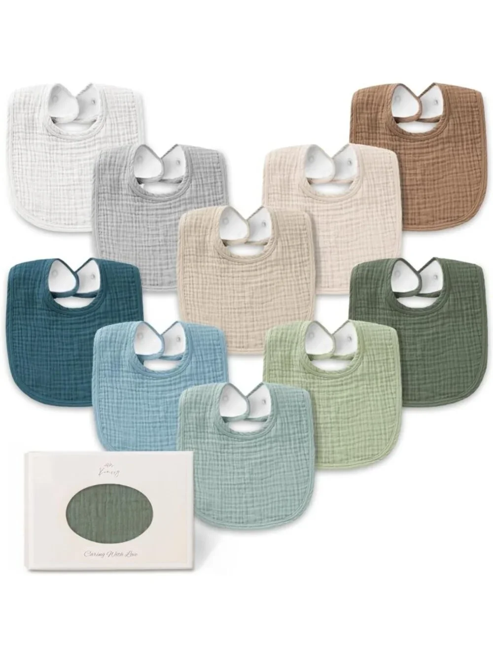 10-Pack Soft Cotton Muslin Baby Bibs, Bandana Style for Drooling & Teething